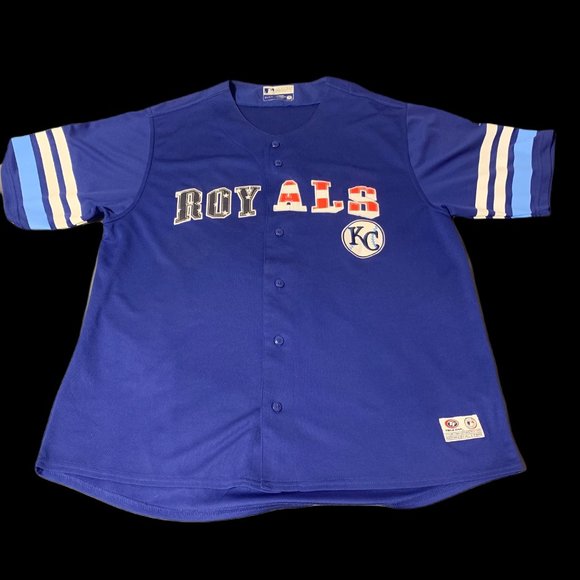 Kansas City Royals Stars and Stripes 4th of July Promo Base Ball Jersey Size XL - Picture 1 of 4